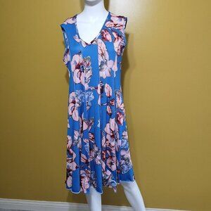 Anna Morgan Cap Sleeve Floral A Line Midi Dress L Boho